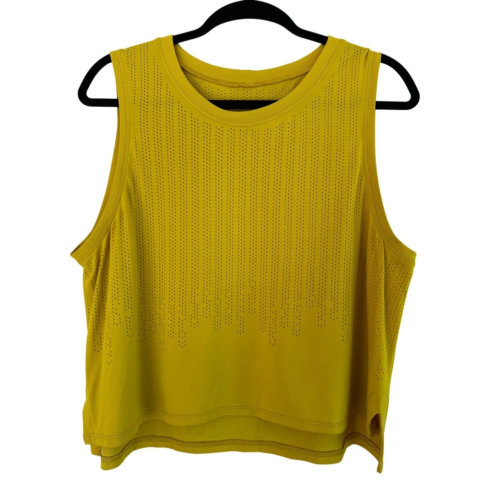 Lululemon Train to Be Tank Top Yellow Perforated Seamless Sleeveless Shirt 14